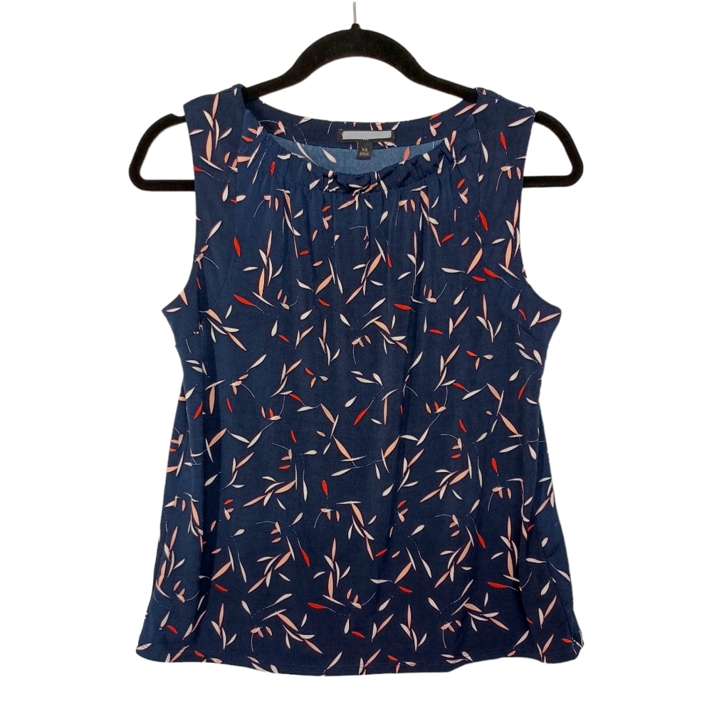 BANANA REPUBLIC Colorful Peach Red White Print Sleeveless Blue Stretchy Top XS